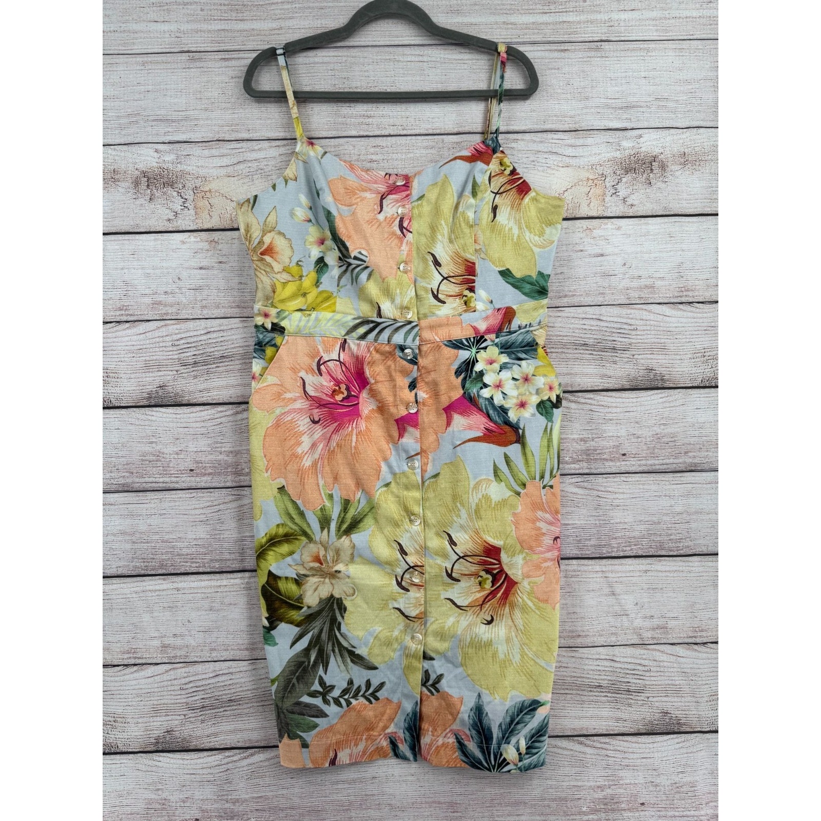 Farm Rio Floral Button Down Tank Dress Women's Xl Multicolor Pockets New